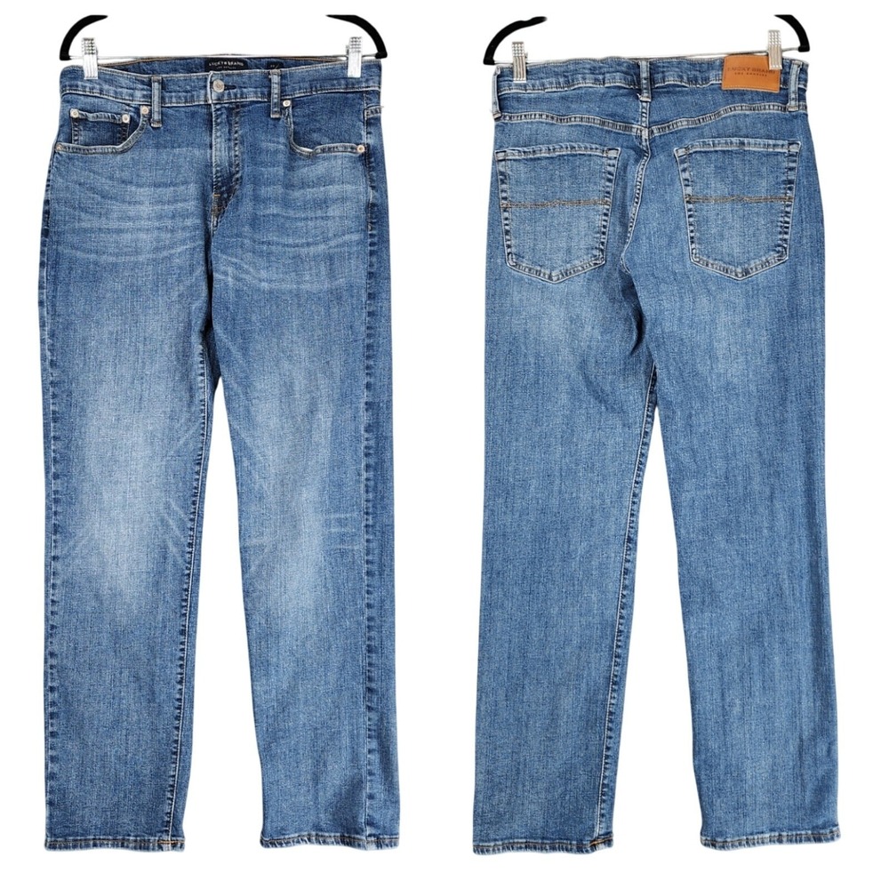 Lucky Brand 221 Straight Leg‎ Jeans sz 33x32(32x30) Mens Light Blue Stretch Zip